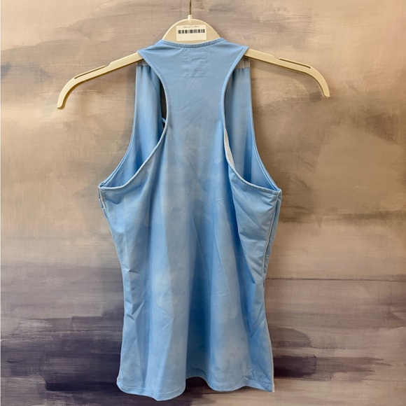 Lucky in Love Light Blue Cloud Crisscross Athletjc Tank Top - Picture 2 of 7